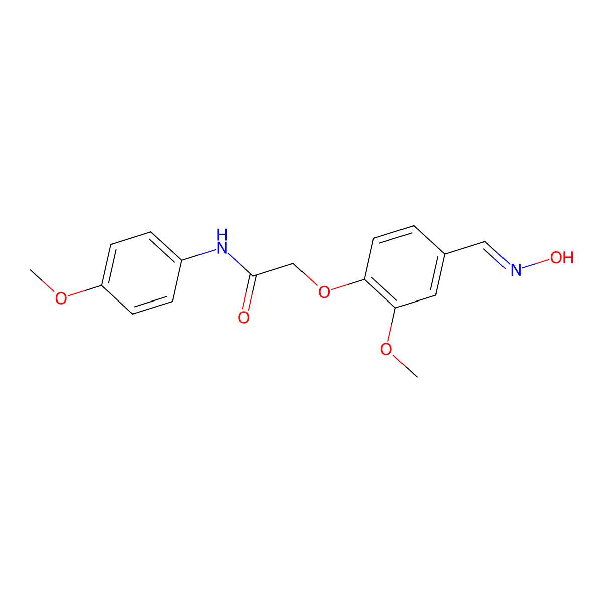 2-{4-[(hydroxyimino)methyl]-2-methoxyphenoxy}-N-(4-methoxyphenyl)acetamide molecular structure, CAS 790232-26-7