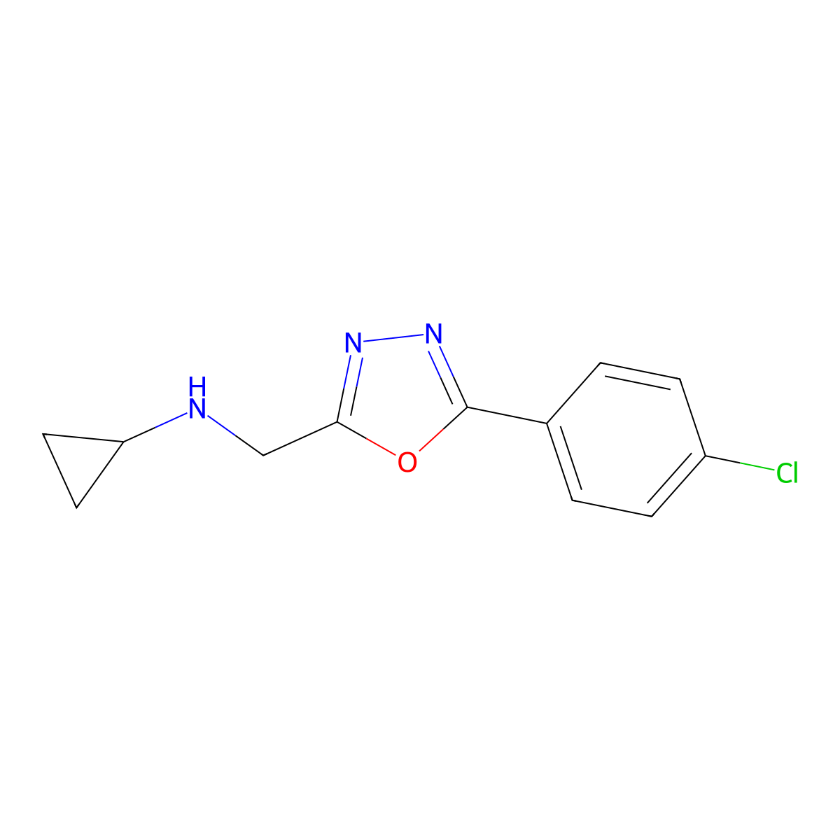 N-{[5-(4-chlorophenyl)-1,3,4-oxadiazol-2-yl]methyl}cyclopropanamine molecular structure, CAS 790232-33-6