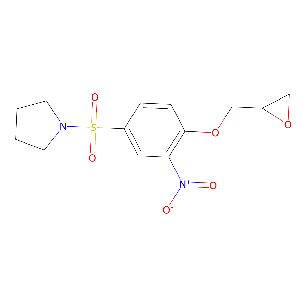1-[3-Nitro-4-(oxiran-2-ylmethoxy)benzenesulfonyl]pyrrolidine molecular structure, CAS 790232-34-7