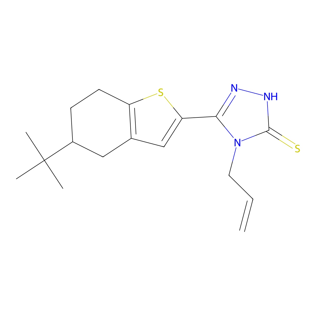 5-(5-tert-butyl-4,5,6,7-tetrahydro-1-benzothiophen-2-yl)-4-(prop-2-en-1-yl)-4H-1,2,4-triazole-3-thiol molecular structure, CAS 790232-35-8