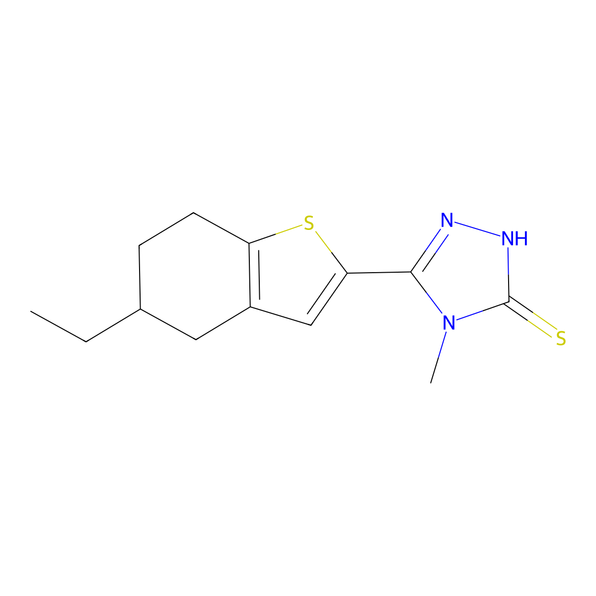 5-(5-ethyl-4,5,6,7-tetrahydro-1-benzothiophen-2-yl)-4-methyl-4H-1,2,4-triazole-3-thiol molecular structure, CAS 790232-36-9