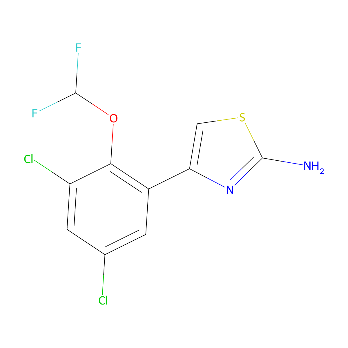 4-[3,5-Dichloro-2-(difluoromethoxy)phenyl]-1,3-thiazol-2-amine molecular structure, CAS 790232-39-2