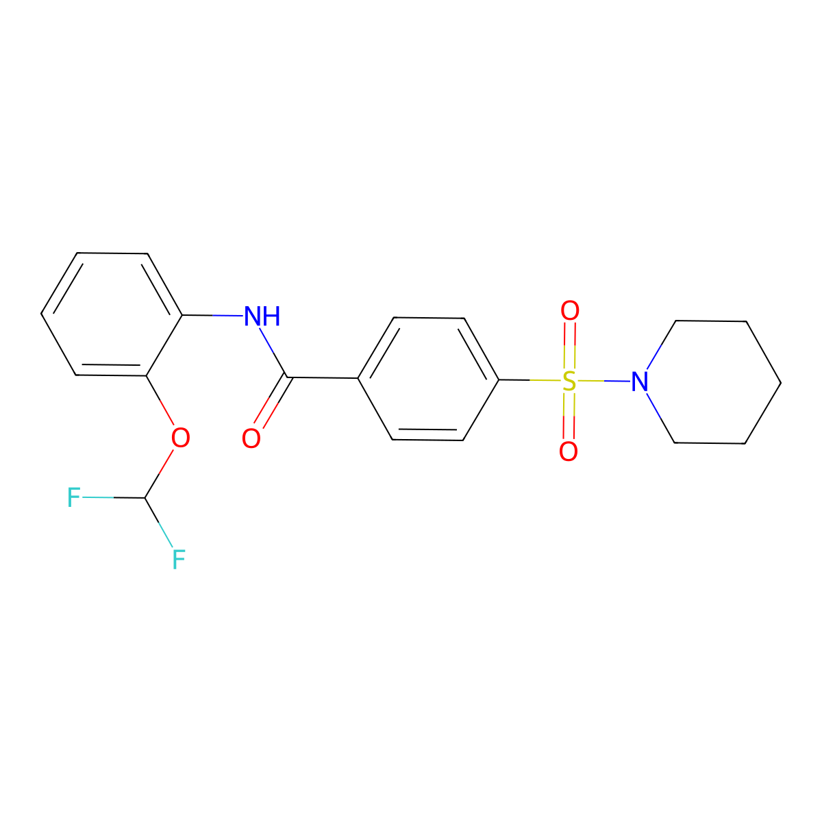N-(2-(difluoromethoxy)phenyl)-4-(piperidin-1-ylsulfonyl)benzamide molecular structure, CAS 790233-81-7