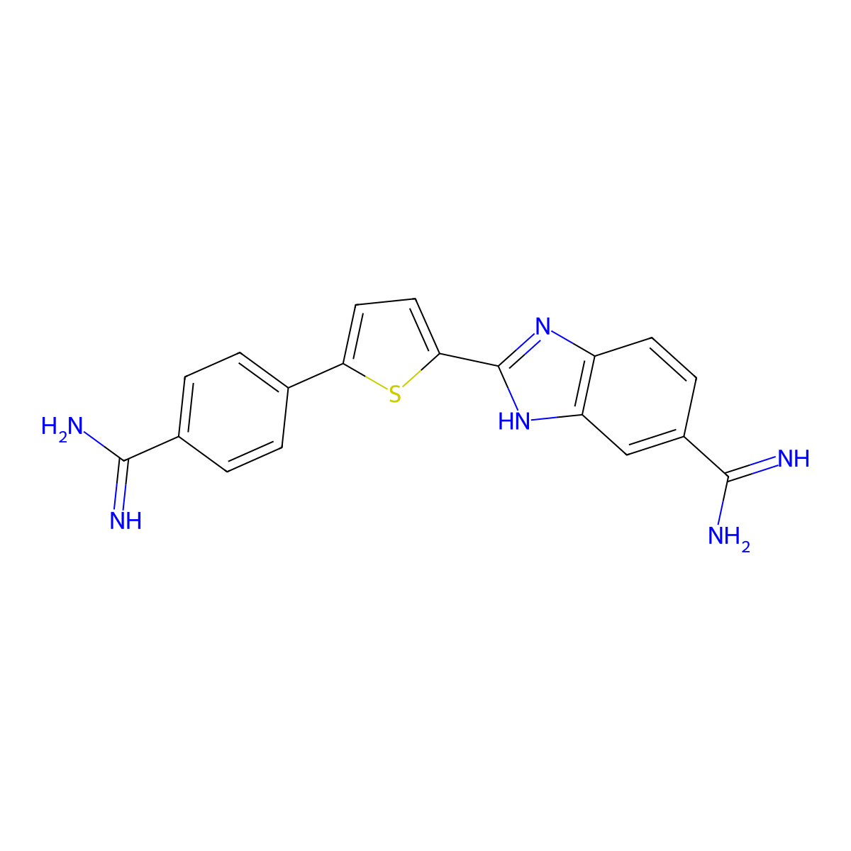 2-(5-{4-[Amino(imino)methyl]phenyl}-2-thienyl)-1H-benzimidazole-6-carboximidamide dihydrochloride molecular structure, CAS 790241-43-9