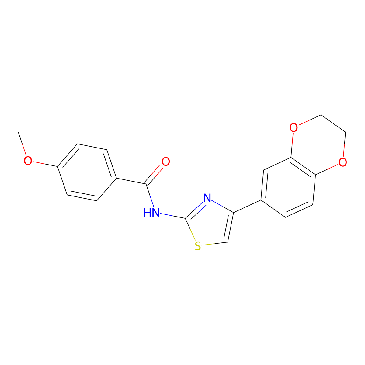 N-[4-(2,3-dihydro-1,4-benzodioxin-6-yl)-1,3-thiazol-2-yl]-4-methoxybenzamide molecular structure, CAS 790243-10-6