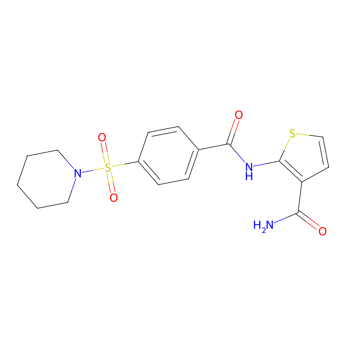 2-(4-(Piperidin-1-ylsulfonyl)benzamido)thiophene-3-carboxamide molecular structure, CAS 790245-59-9