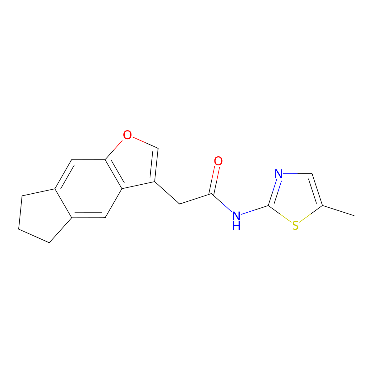 2-(5H,6H,7H-indeno(5,6-b)furan-3-yl)-N-(5-methyl-1,3-thiazol-2-yl)acetamide molecular structure, CAS 790245-61-3