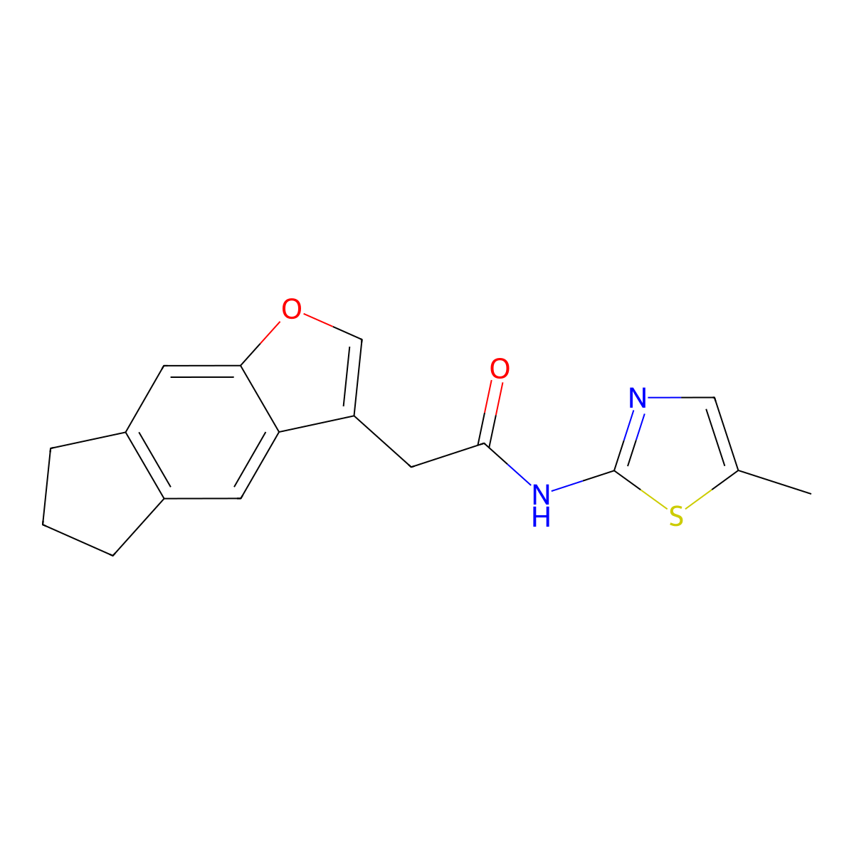 2-(5H,6H,7H-indeno(5,6-b)furan-3-yl)-N-(5-methyl-1,3-thiazol-2-yl)acetamide molecular structure, CAS 790245-61-3