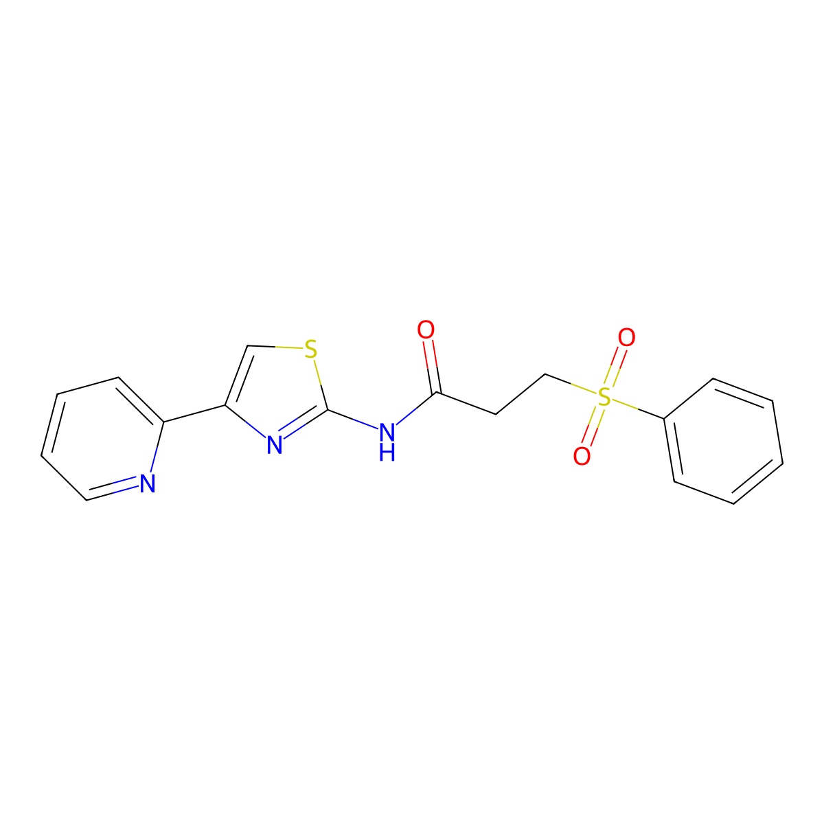 3-(phenylsulfonyl)-N-(4-(pyridin-2-yl)thiazol-2-yl)propanamide molecular structure, CAS 790245-77-1
