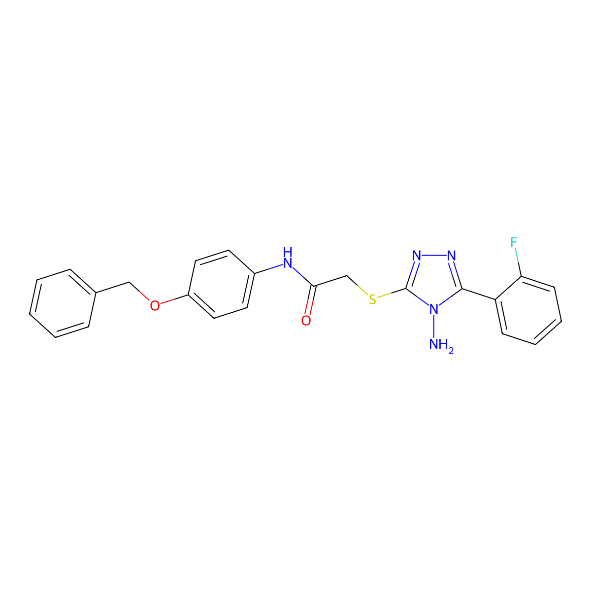 2-[4-amino-5-(2-fluorophenyl)(1,2,4-triazol-3-ylthio)]-N-[4-(phenylmethoxy)phe nyl]acetamide molecular structure, CAS 790246-55-8