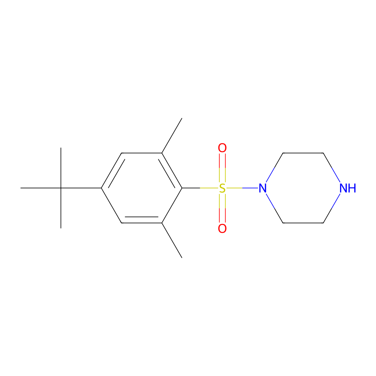 1-(4-Tert-butyl-2,6-dimethylbenzenesulfonyl)piperazine molecular structure, CAS 790247-44-8