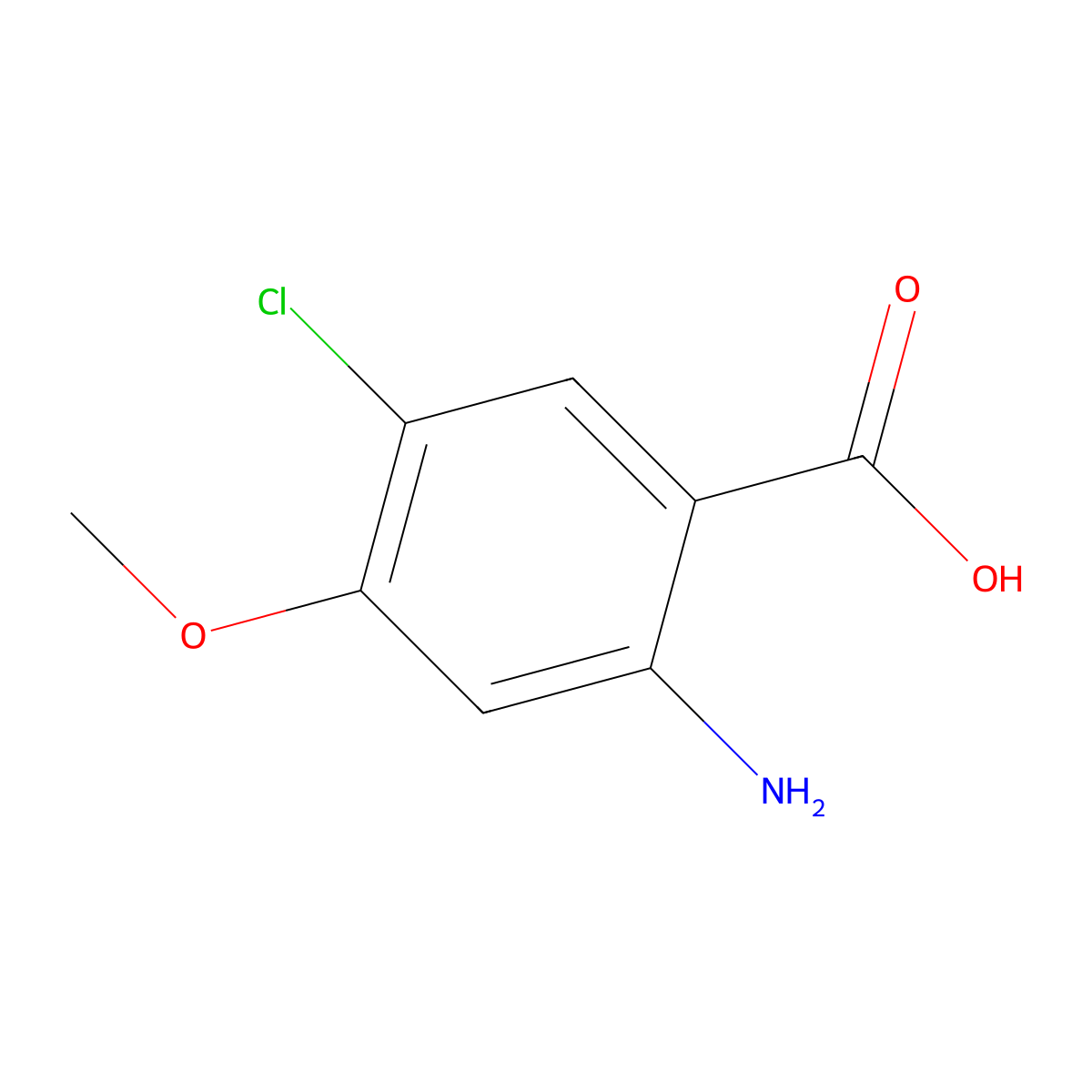 2-Amino-5-chloro-4-methoxybenzoic acid molecular structure, CAS 79025-82-4