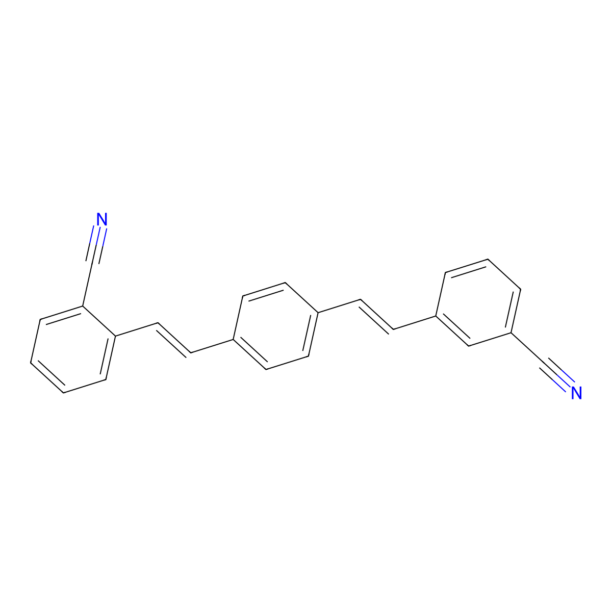 Benzonitrile, 2-[2-[4-[2-(3-cyanophenyl)ethenyl]phenyl]ethenyl]- molecular structure, CAS 79026-03-2