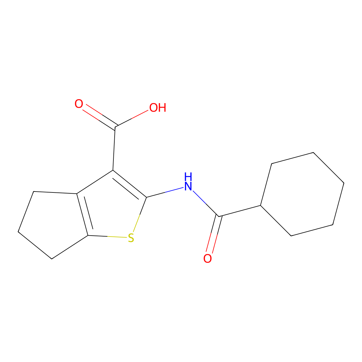 2-cyclohexaneamido-4H,5H,6H-cyclopenta[b]thiophene-3-carboxylic acid molecular structure, CAS 790263-42-2