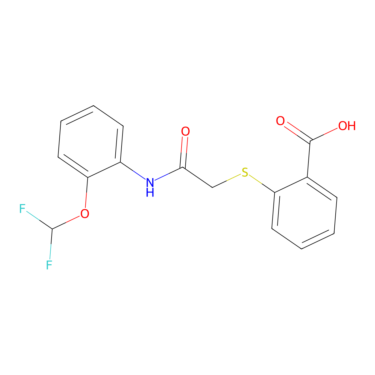 2-[({[2-(Difluoromethoxy)phenyl]carbamoyl}methyl)sulfanyl]benzoic acid molecular structure, CAS 790263-46-6