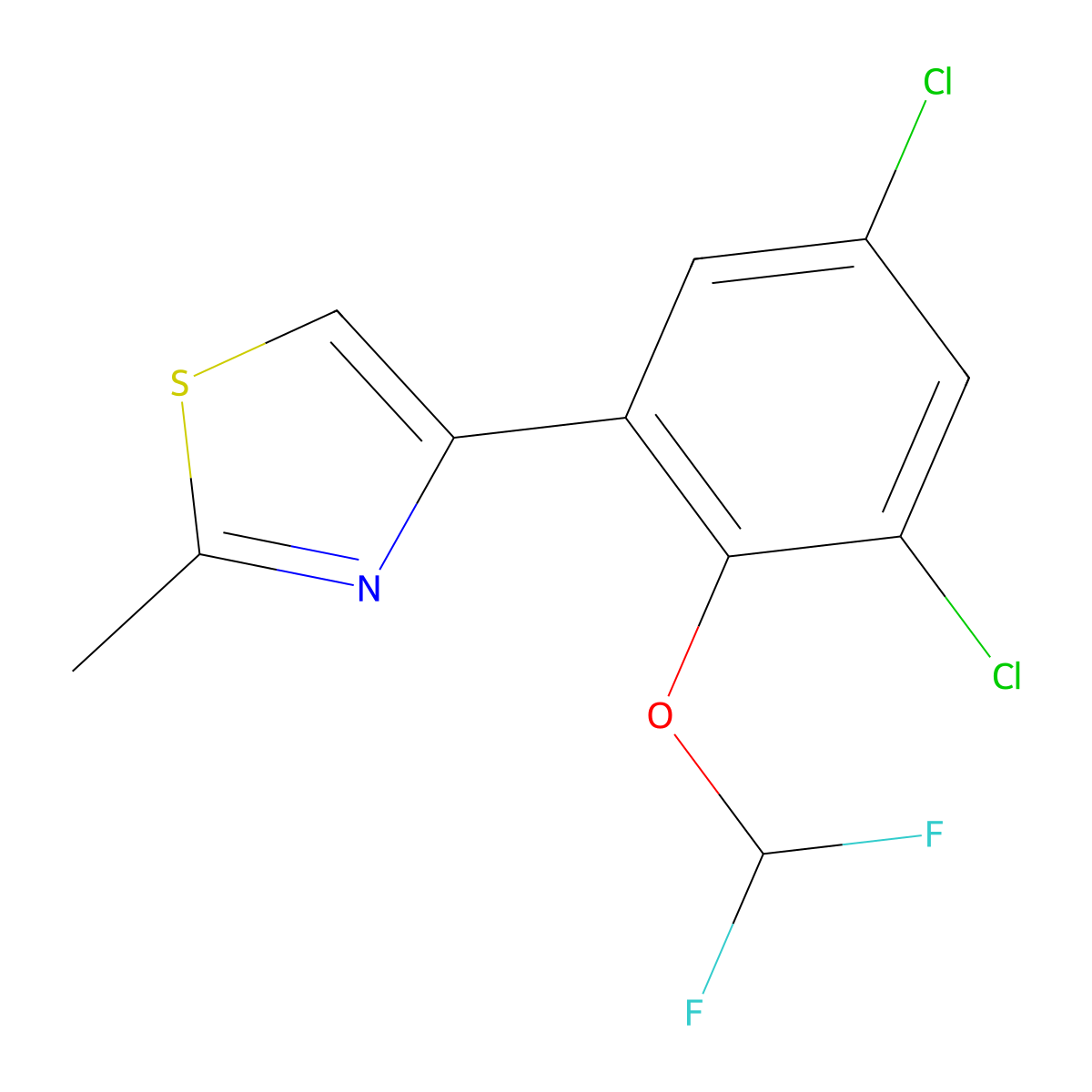 4-[3,5-Dichloro-2-(difluoromethoxy)phenyl]-2-methyl-1,3-thiazole molecular structure, CAS 790263-52-4
