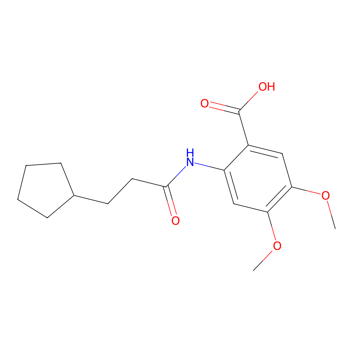 2-(3-Cyclopentylpropanamido)-4,5-dimethoxybenzoic acid molecular structure, CAS 790263-55-7