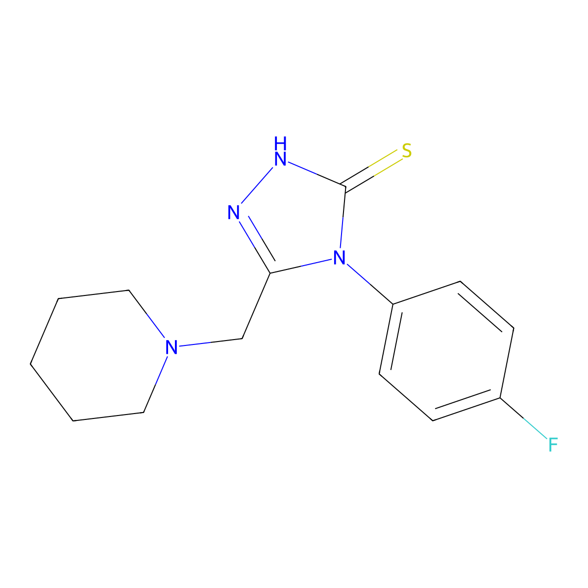 4-(4-fluorophenyl)-5-(piperidin-1-ylmethyl)-4H-1,2,4-triazole-3-thiol molecular structure, CAS 790263-57-9