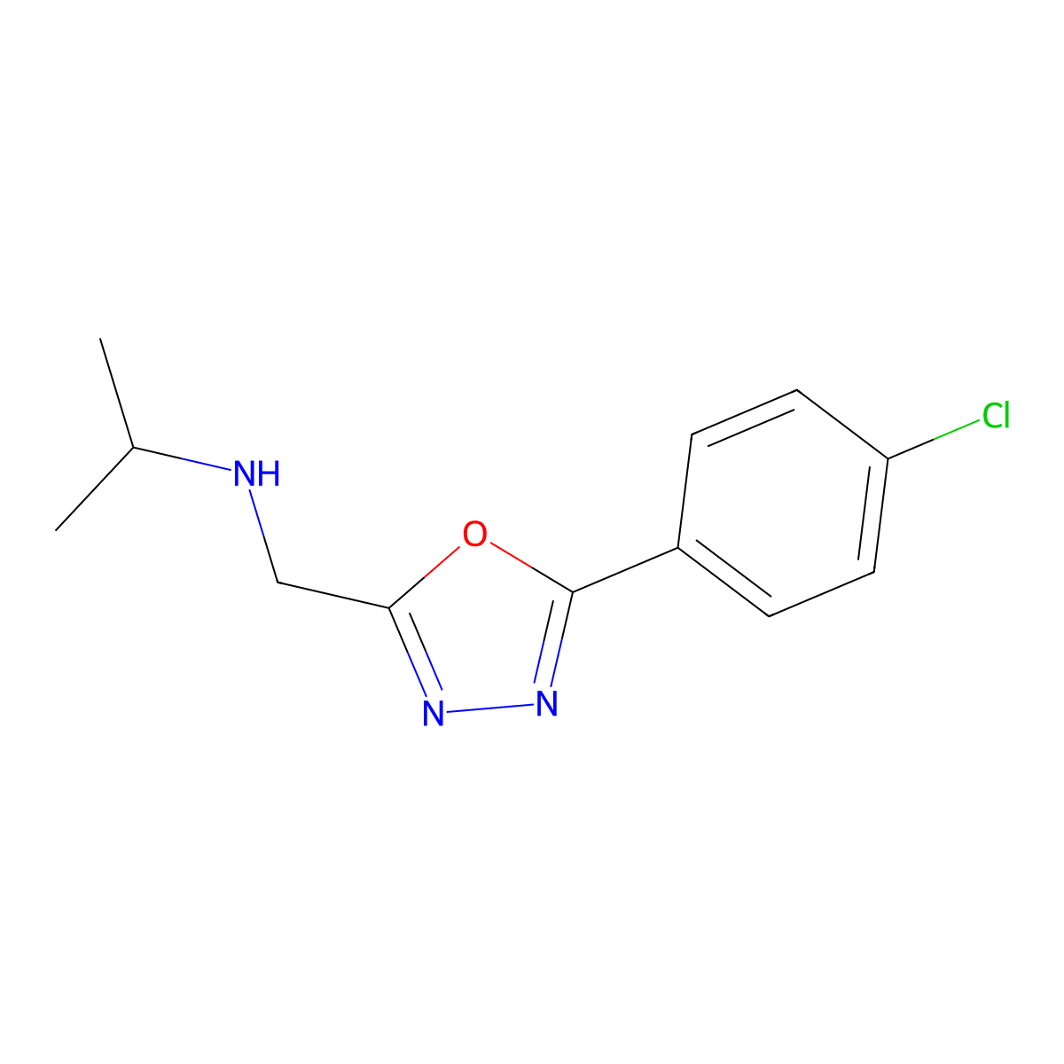 N-[[5-(4-chlorophenyl)-1,3,4-oxadiazol-2-yl]methyl]propan-2-amine molecular structure, CAS 790263-59-1