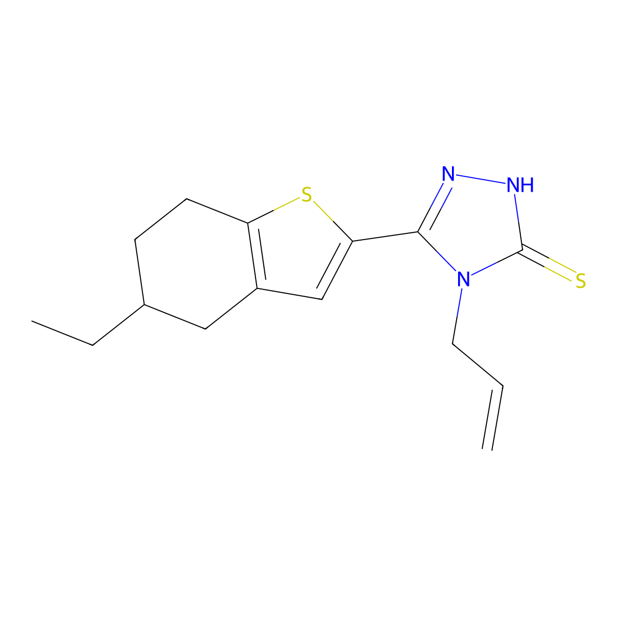 3-(5-ethyl-4,5,6,7-tetrahydro-1-benzothiophen-2-yl)-4-prop-2-enyl-1H-1,2,4-triazole-5-thione molecular structure, CAS 790263-61-5