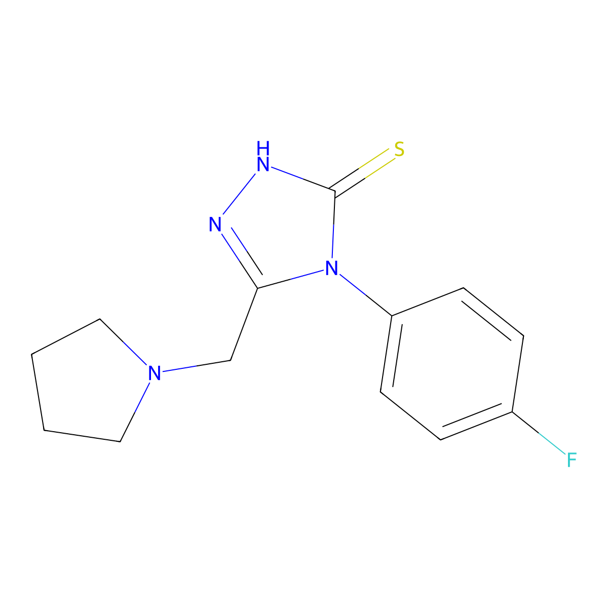 4-(4-fluorophenyl)-5-(pyrrolidin-1-ylmethyl)-4H-1,2,4-triazole-3-thiol molecular structure, CAS 790263-63-7