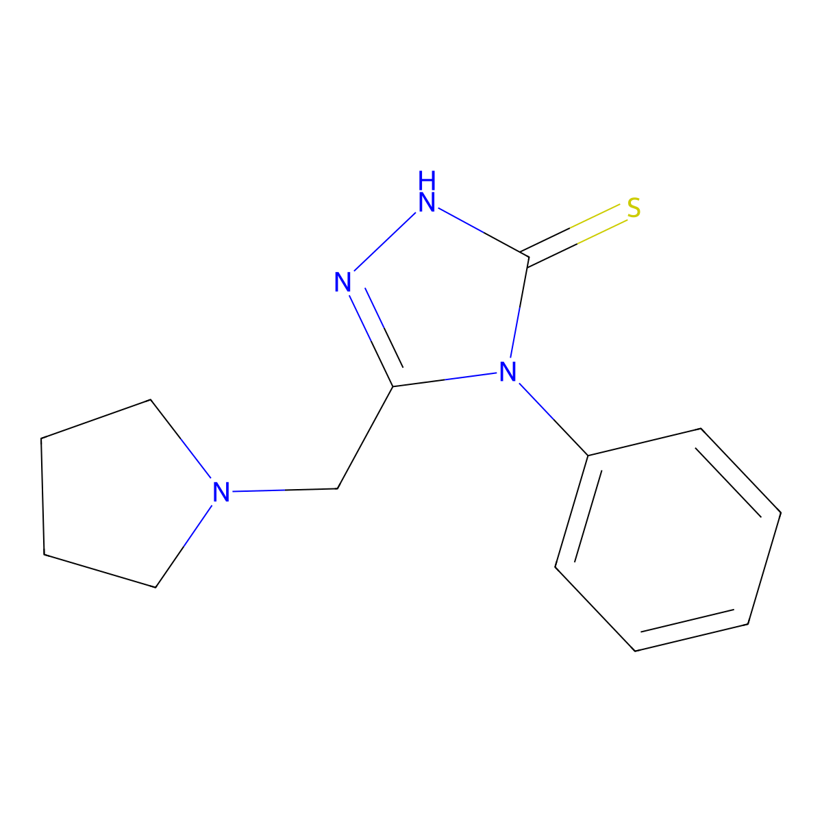 4-phenyl-5-(pyrrolidin-1-ylmethyl)-4H-1,2,4-triazole-3-thiol molecular structure, CAS 790263-64-8