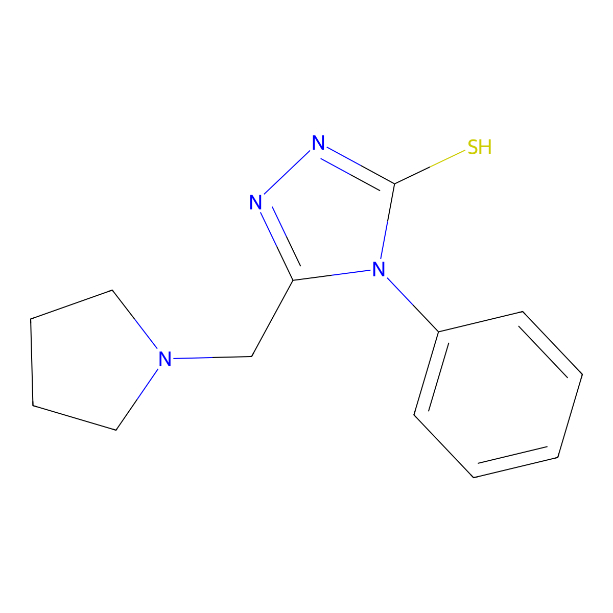 4-phenyl-5-(pyrrolidin-1-ylmethyl)-4H-1,2,4-triazole-3-thiol molecular structure, CAS 790263-64-8