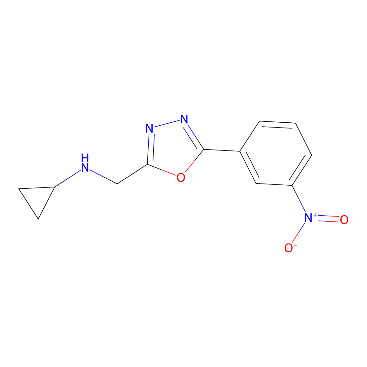 N-{[5-(3-nitrophenyl)-1,3,4-oxadiazol-2-yl]methyl}cyclopropanamine molecular structure, CAS 790263-66-0