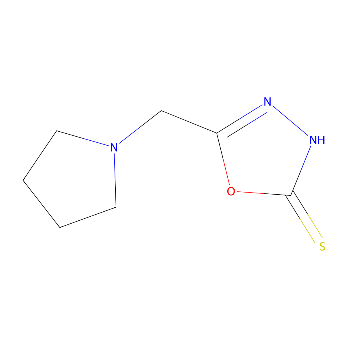 5-[(Pyrrolidin-1-yl)methyl]-1,3,4-oxadiazole-2-thiol molecular structure, CAS 790263-69-3