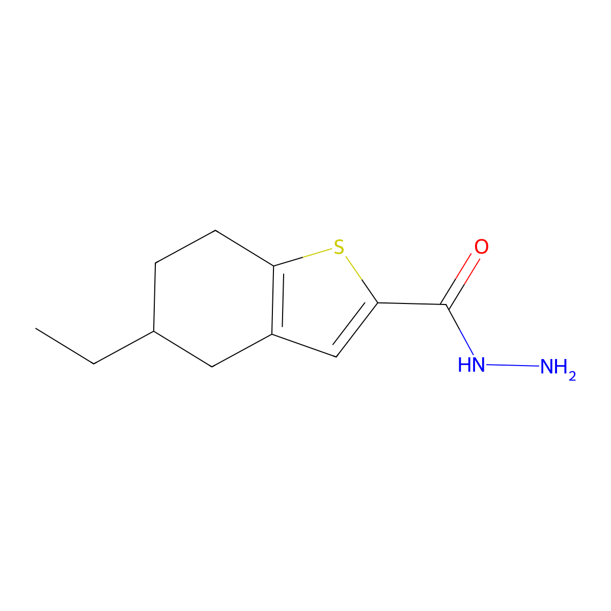 5-Ethyl-4,5,6,7-tetrahydro-1-benzothiophene-2-carbohydrazide molecular structure, CAS 790263-70-6