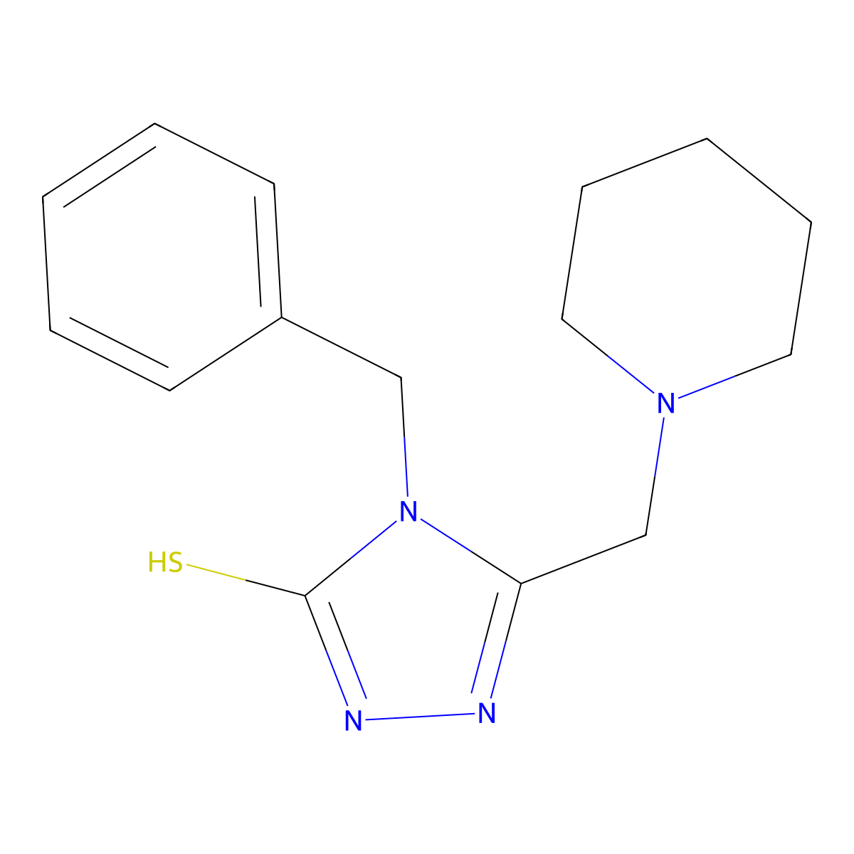 4-benzyl-5-(piperidin-1-ylmethyl)-4H-1,2,4-triazole-3-thiol molecular structure, CAS 790263-73-9