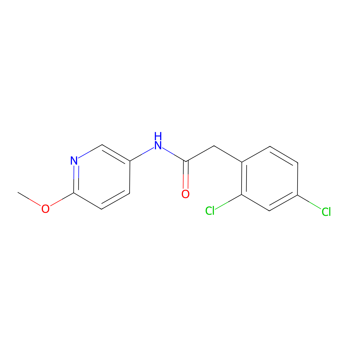 2-(2,4-dichlorophenyl)-N-(6-methoxypyridin-3-yl)acetamide molecular structure, CAS 790268-89-2