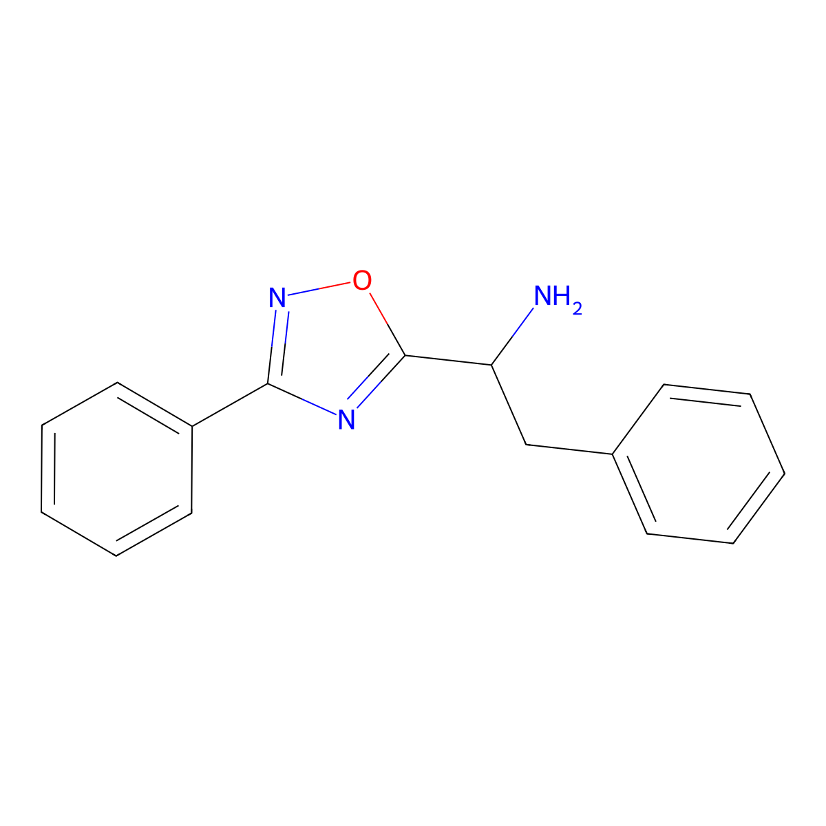 2-Phenyl-1-(3-phenyl-1,2,4-oxadiazol-5-yl)ethanamine molecular structure, CAS 790270-69-8