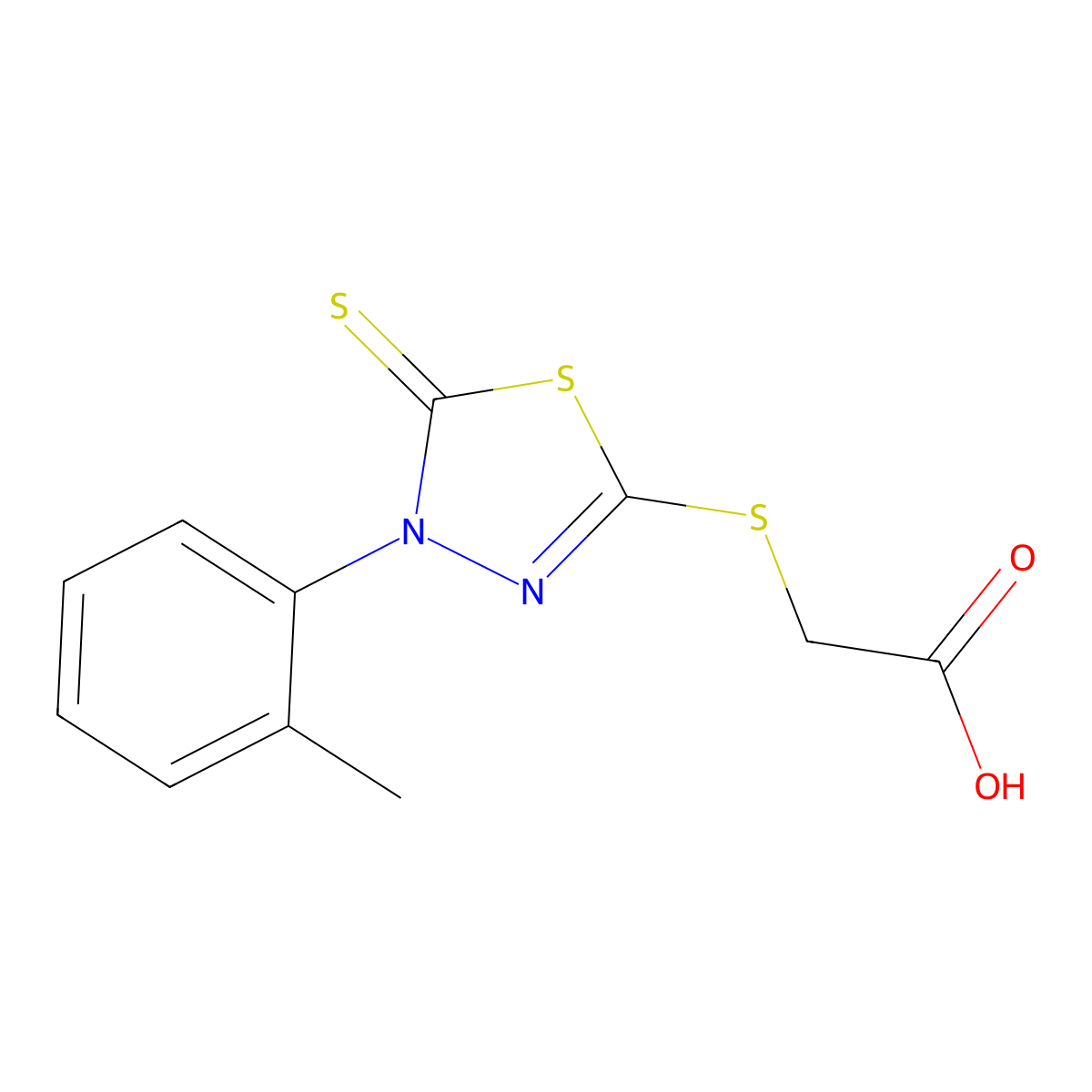 2-{[4-(2-Methylphenyl)-5-sulfanylidene-4,5-dihydro-1,3,4-thiadiazol-2-yl]sulfanyl}acetic acid molecular structure, CAS 790270-74-5