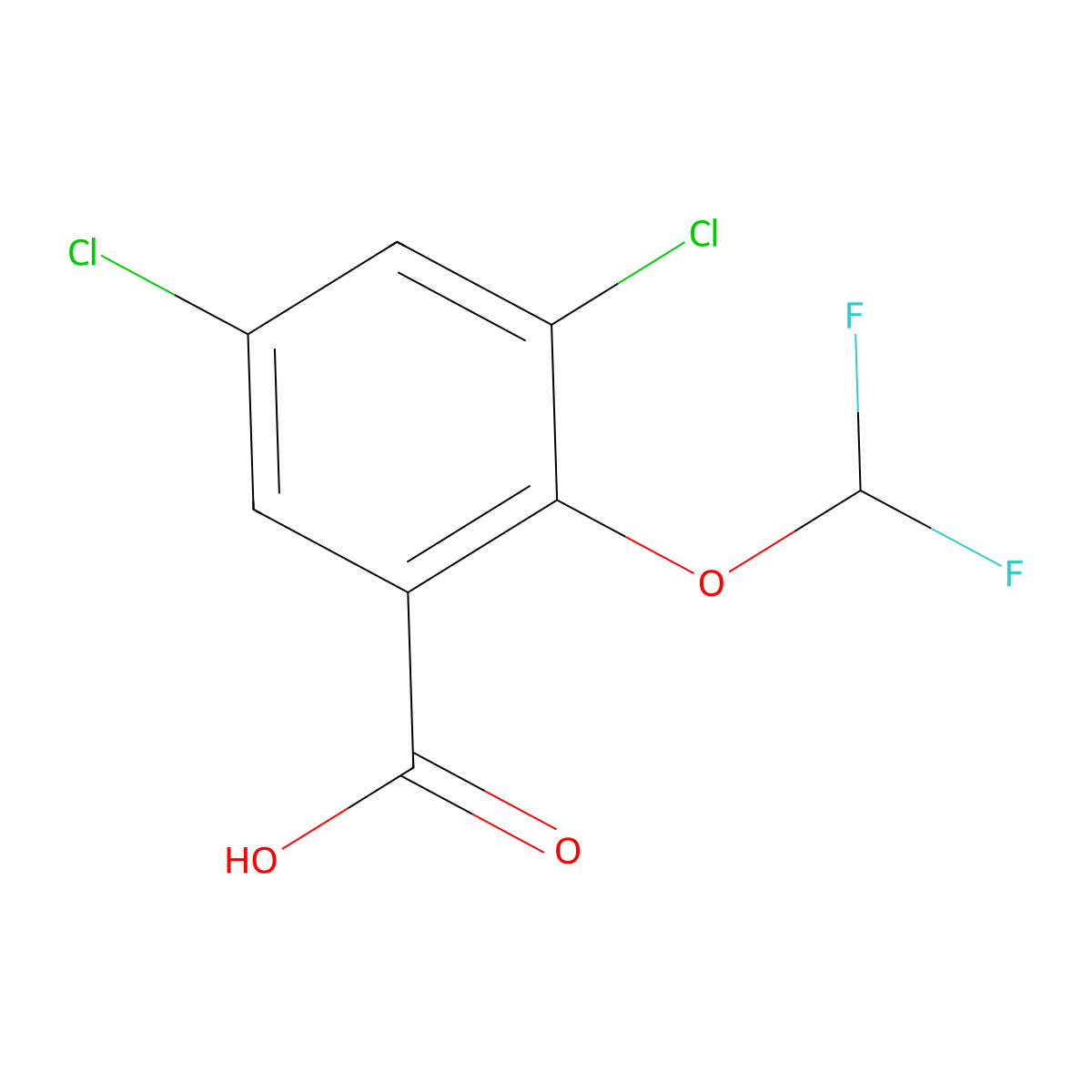 3,5-dichloro-2-(difluoromethoxy)benzoic Acid molecular structure, CAS 790270-78-9