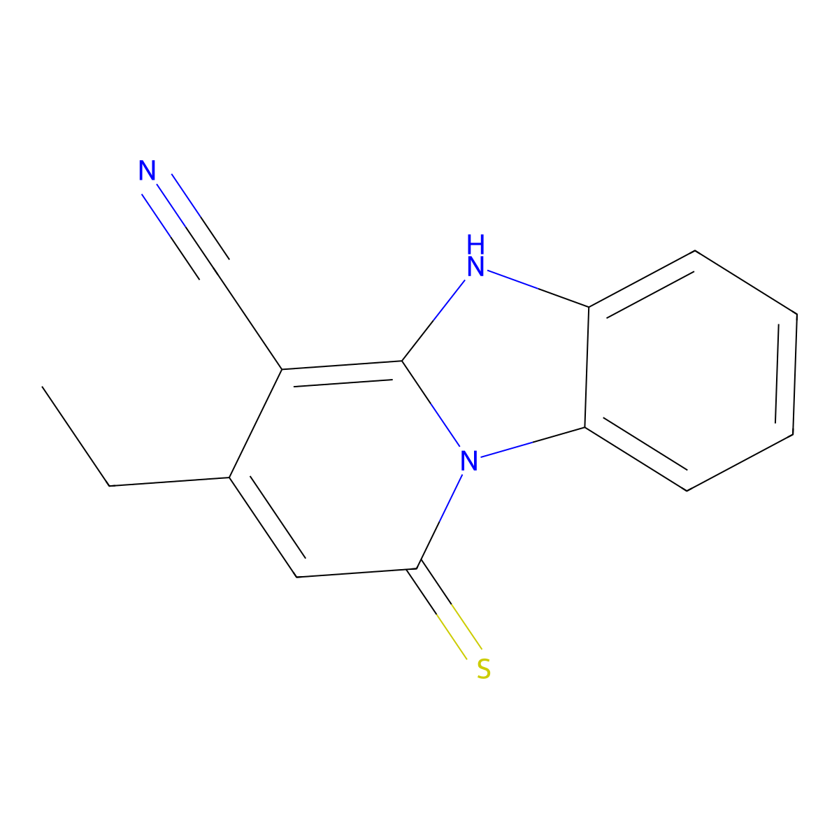 11-Ethyl-13-sulfanyl-1,8-diazatricyclo[7.4.0.0,2,7]trideca-2,4,6,8,10,12-hexaene-10-carbonitrile molecular structure, CAS 790270-82-5