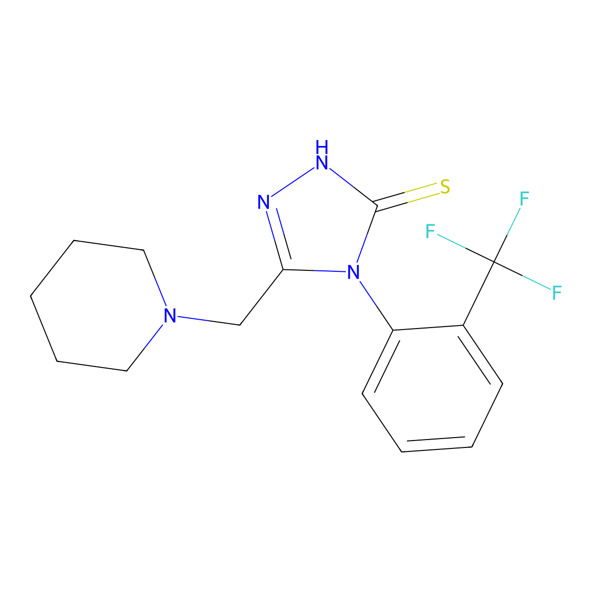 5-(piperidin-1-ylmethyl)-4-[2-(trifluoromethyl)phenyl]-4H-1,2,4-triazole-3-thiol molecular structure, CAS 790270-83-6