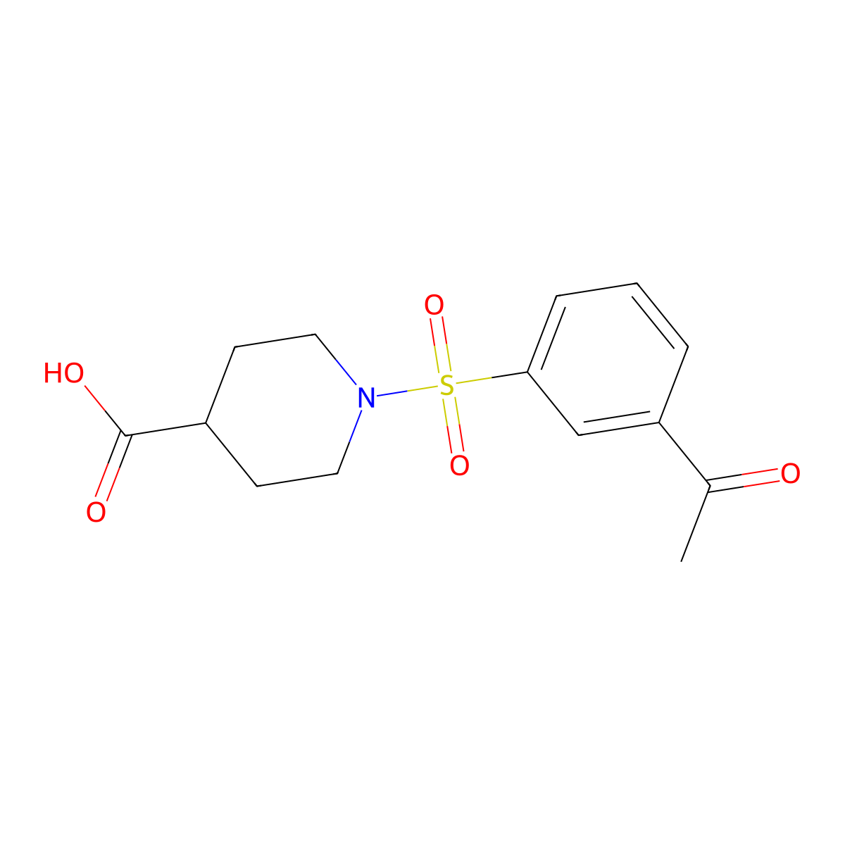 1-(3-Acetylbenzenesulfonyl)piperidine-4-carboxylic acid molecular structure, CAS 790270-87-0