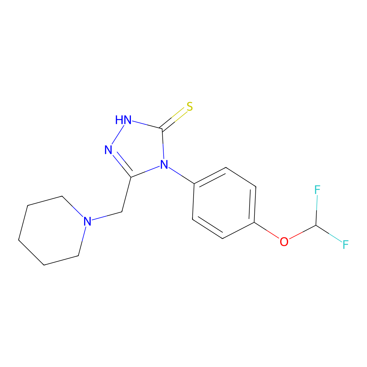 4-[4-(difluoromethoxy)phenyl]-5-(piperidin-1-ylmethyl)-4H-1,2,4-triazole-3-thiol molecular structure, CAS 790270-93-8