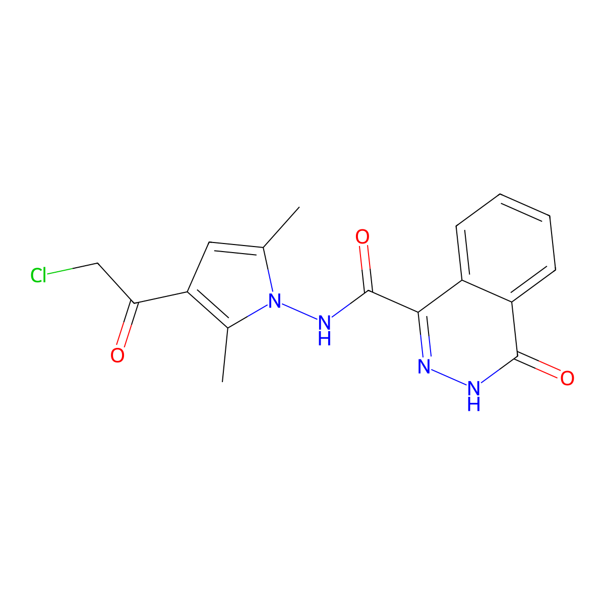 N-[3-(2-chloroacetyl)-2,5-dimethyl-1H-pyrrol-1-yl]-4-oxo-3,4-dihydrophthalazine-1-carboxamide molecular structure, CAS 790271-02-2