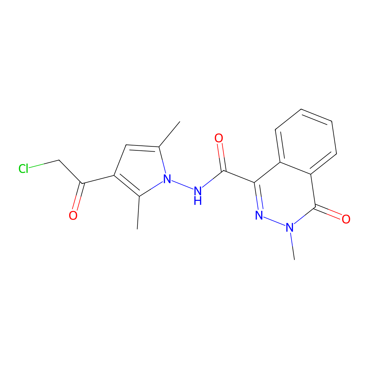 N-[3-(2-chloroacetyl)-2,5-dimethyl-1H-pyrrol-1-yl]-3-methyl-4-oxo-3,4-dihydrophthalazine-1-carboxamide molecular structure, CAS 790271-08-8