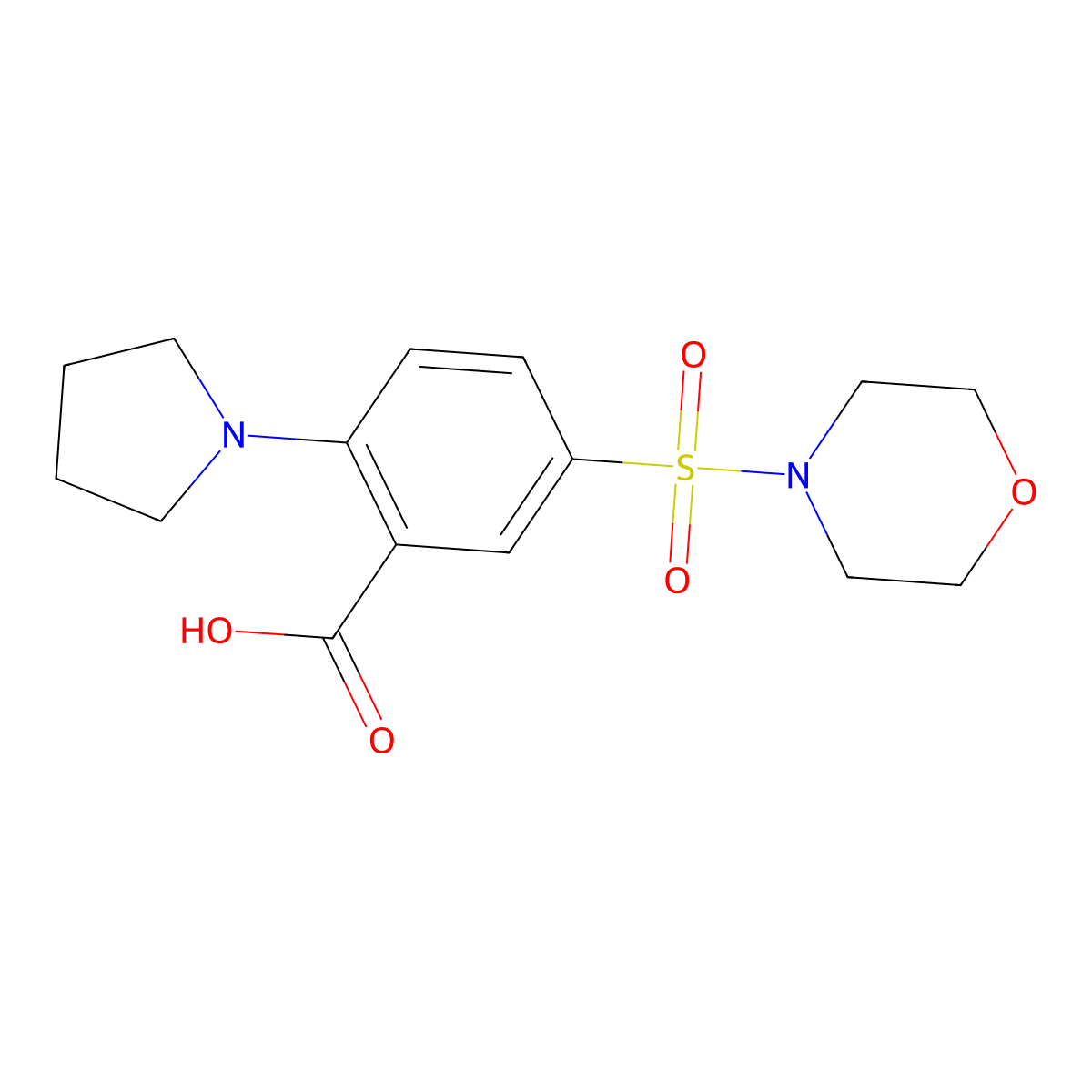 5-(Morpholine-4-sulfonyl)-2-(pyrrolidin-1-yl)benzoic acid molecular structure, CAS 790271-13-5