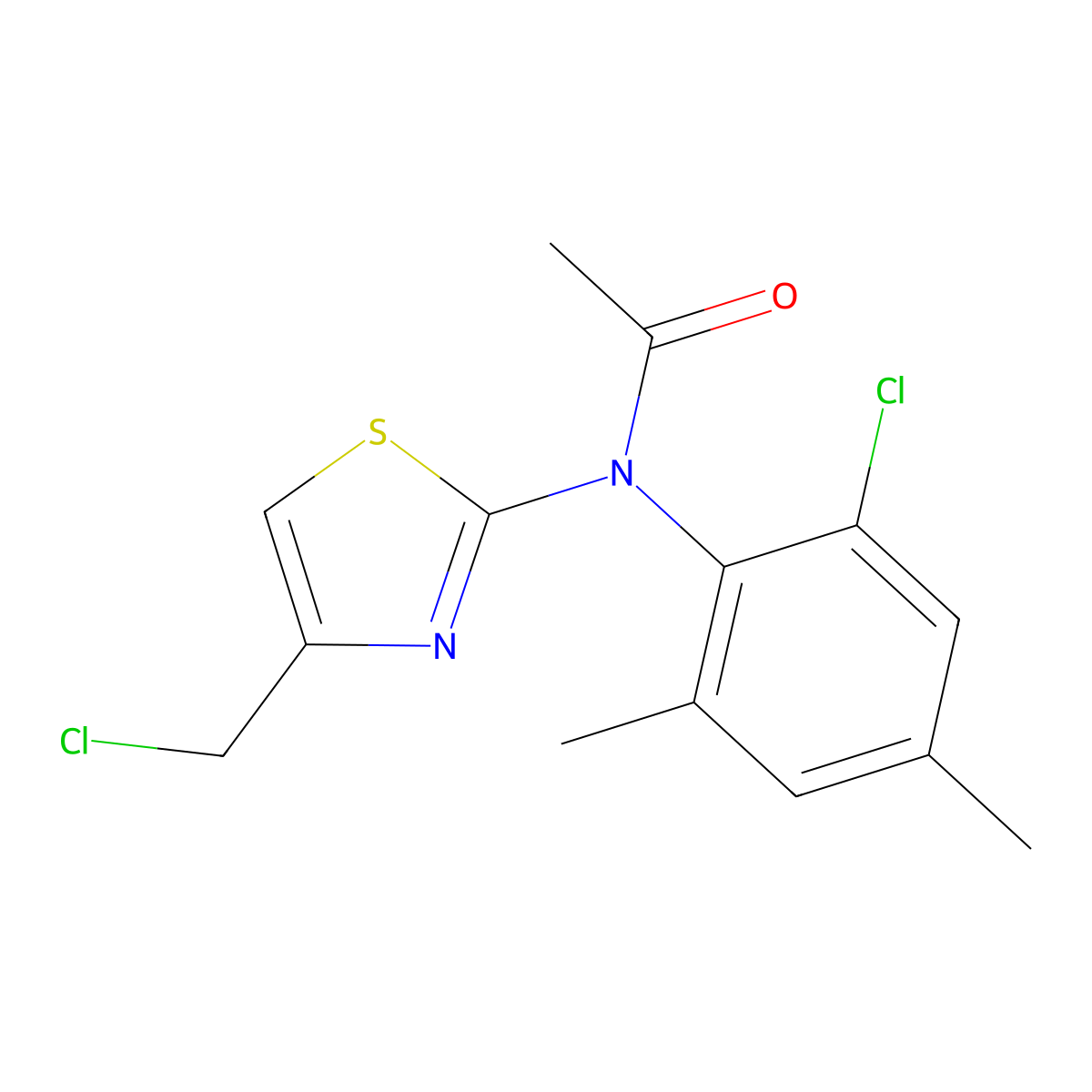 N-(2-chloro-4,6-dimethylphenyl)-N-[4-(chloromethyl)-1,3-thiazol-2-yl]acetamide molecular structure, CAS 790271-16-8