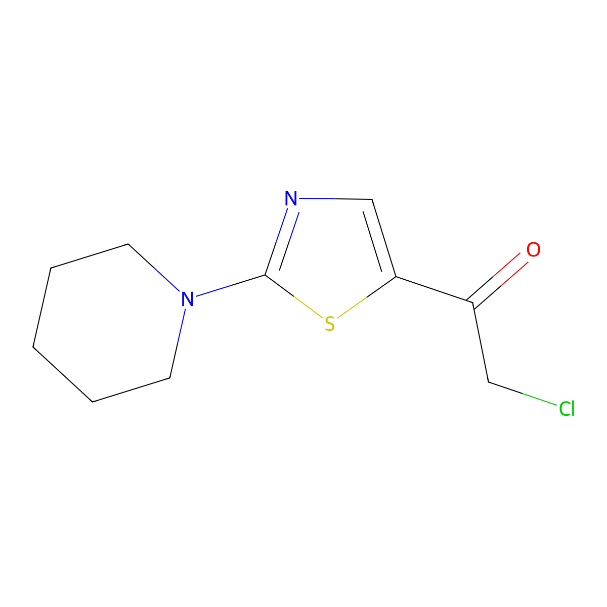 2-Chloro-1-(2-(piperidin-1-yl)thiazol-5-yl)ethanone molecular structure, CAS 790271-19-1