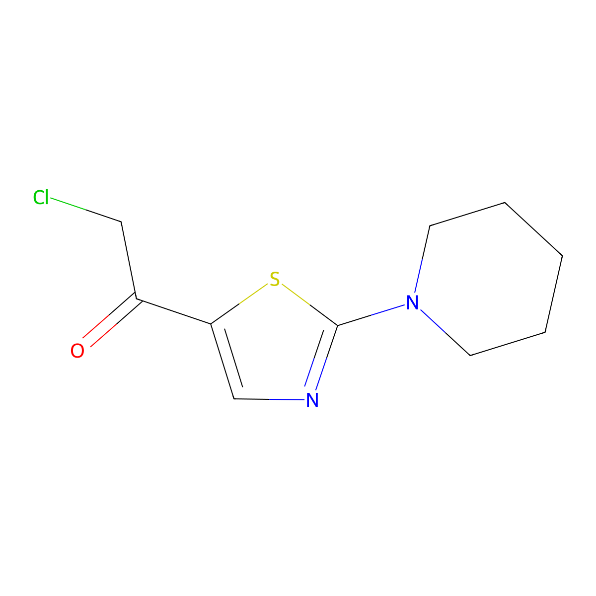 2-Chloro-1-(2-(piperidin-1-yl)thiazol-5-yl)ethanone molecular structure, CAS 790271-19-1