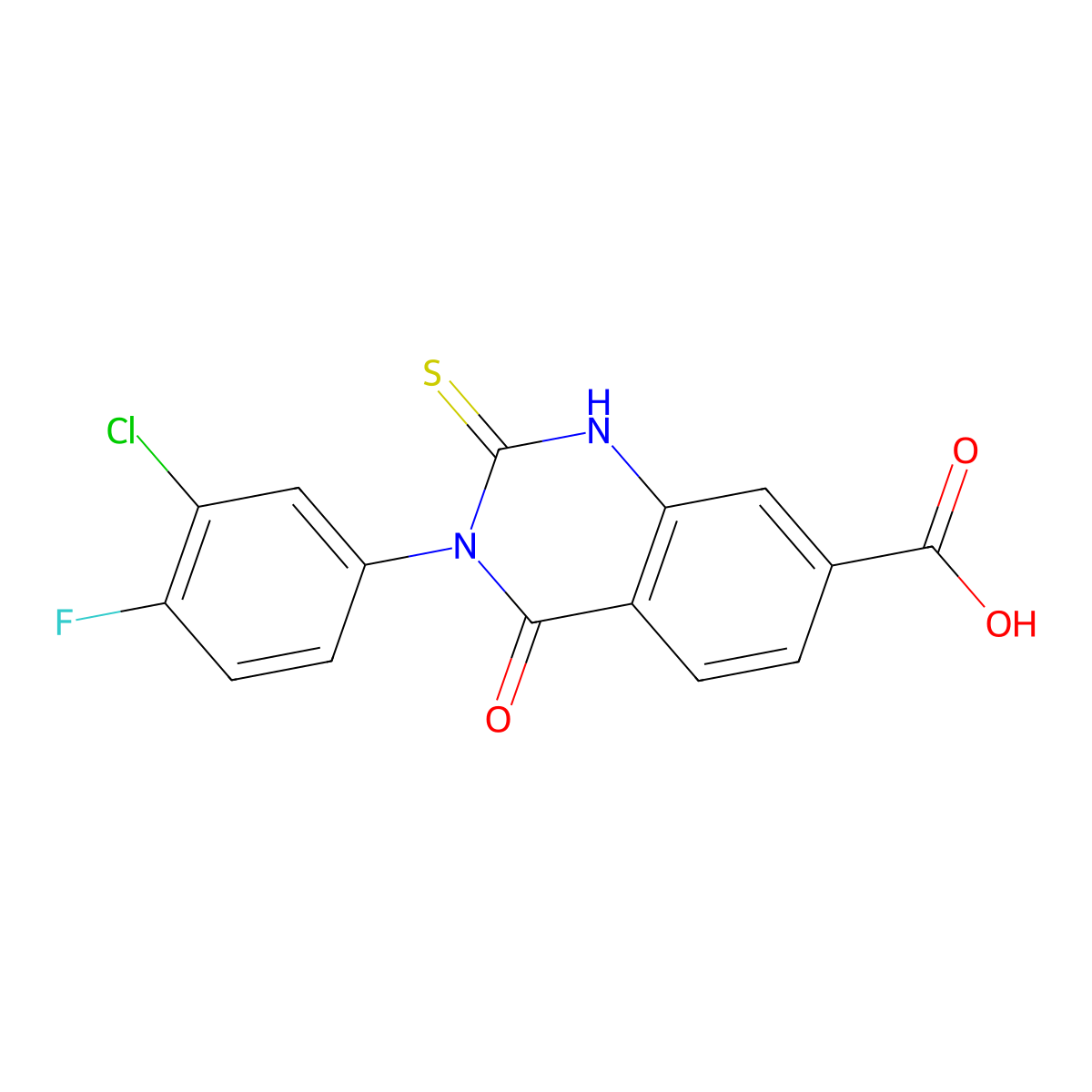 3-(3-Chloro-4-fluorophenyl)-2-mercapto-4-oxo-3,4-dihydroquinazoline-7-carboxylic acid molecular structure, CAS 790271-23-7