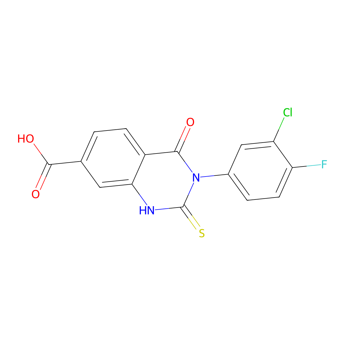 3-(3-Chloro-4-fluorophenyl)-2-mercapto-4-oxo-3,4-dihydroquinazoline-7-carboxylic acid molecular structure, CAS 790271-23-7