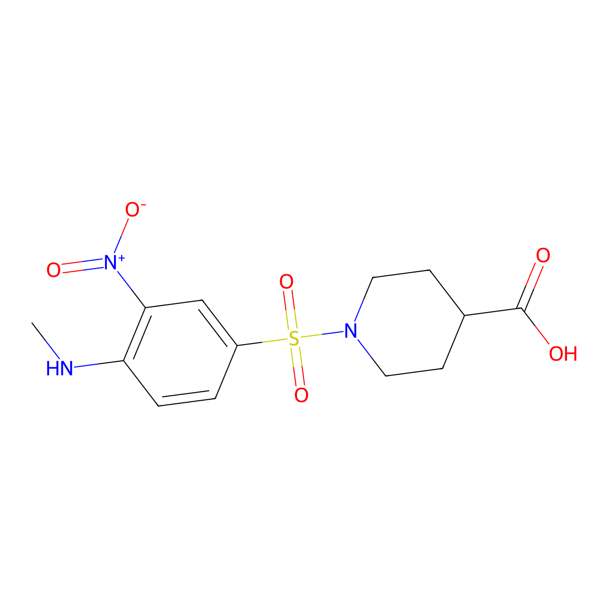 1-[4-(Methylamino)-3-nitrobenzenesulfonyl]piperidine-4-carboxylic acid molecular structure, CAS 790271-24-8
