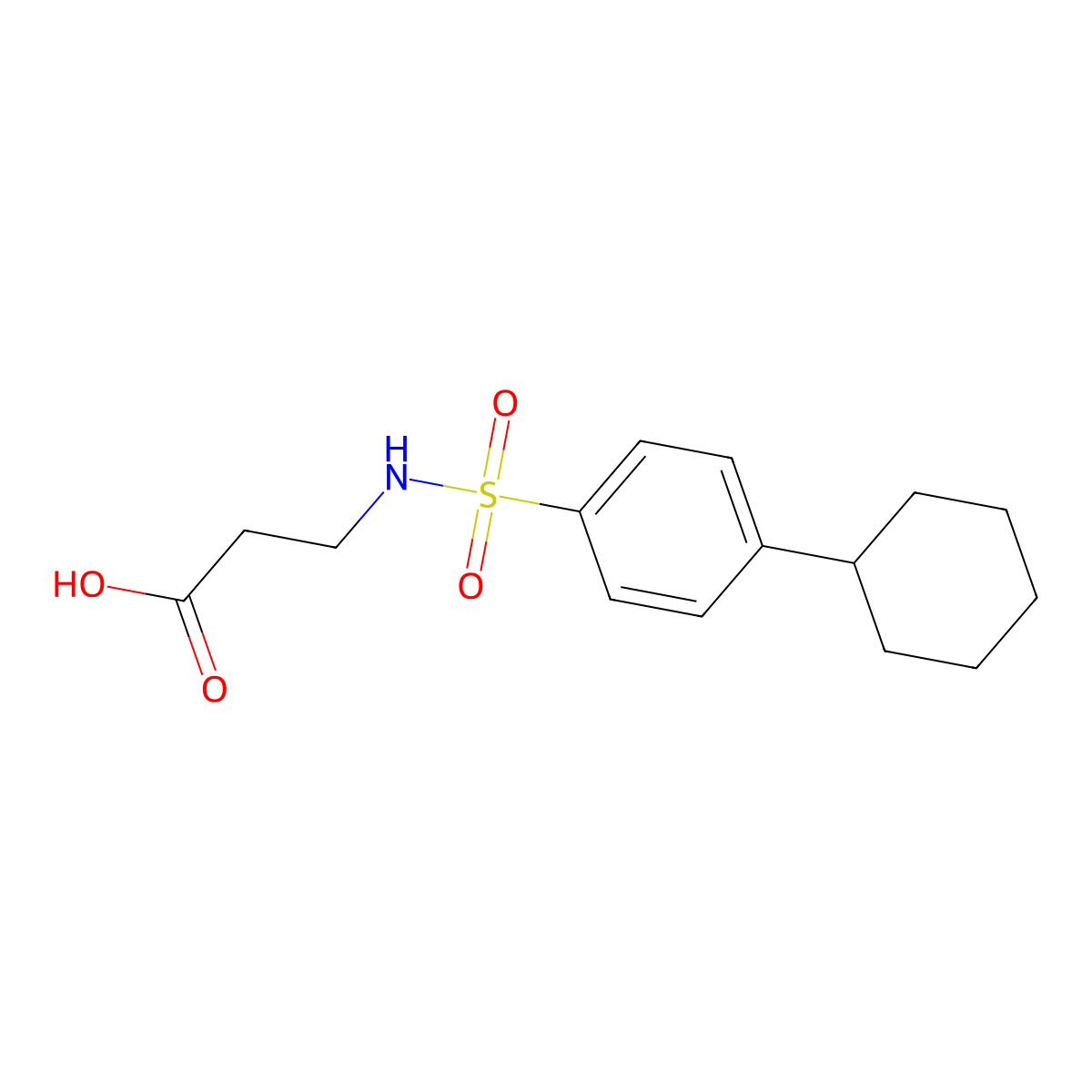 3-(4-Cyclohexylbenzenesulfonamido)propanoic acid molecular structure, CAS 790271-25-9