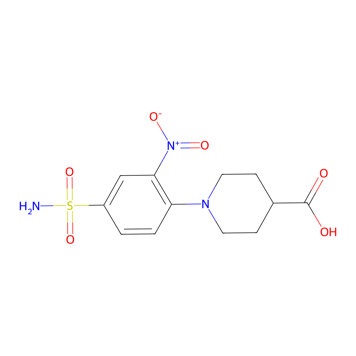 1-(2-Nitro-4-sulfamoylphenyl)piperidine-4-carboxylic acid molecular structure, CAS 790271-27-1